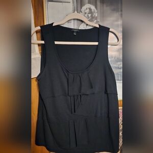 Talbot BLACK SLEEVELESS RUFFLE TOP LARGE